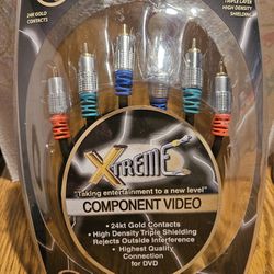 NEW SEALED " XTREME " COMPONENT VIDEO CABLE 24 K  GOLD PLATE