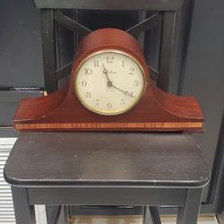 EXCELLENT ANTIQUE GERMAN SETH THOMAS WOOD MANTLE CHIME  CLOCK WORKING MECHANICAL ELECTRIC 1950S
