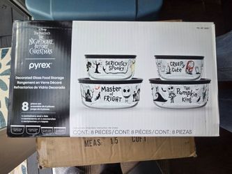 NEW Pyrex Nightmare Before Christmas 8-Piece Glass Storage Set