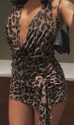 Leopard Print Mini Wrap Dress