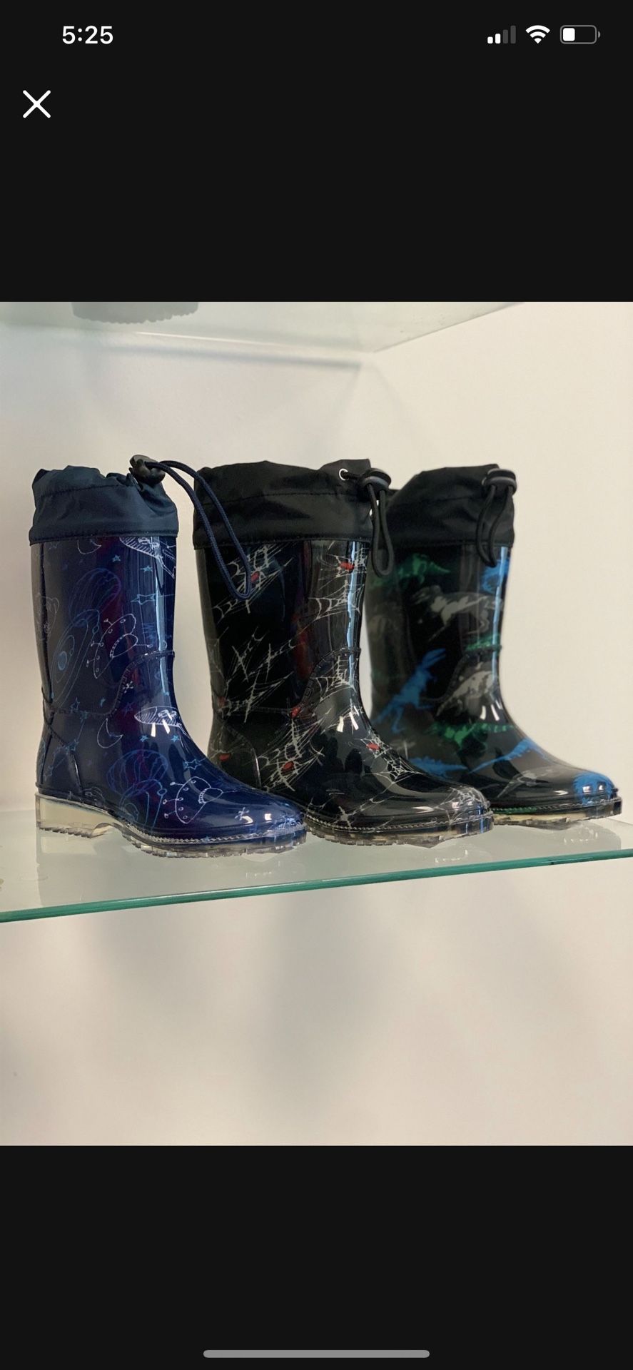 Rain Boots For Boys Kids Sizes 11,12,13,1,2,3,4