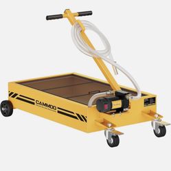 15 Gallon Oil Drain Pan with Pump, Heavy Duty Low Profile Drain Pan with 8' Hose, 110V Electric Pump with Swivel Casters for Cars, Trucks, SUVs, and M