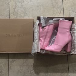 Steve Madden Pink High Heel Boots (size 6 And Size 7) Read Desc*