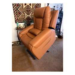 Leopoldine Saddle Genuine Leather Power Lift Recliner - Massage & Heat (Like New)