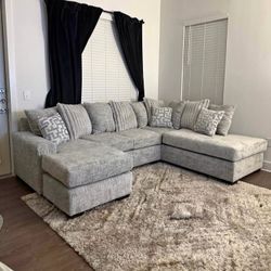 Light Grey U-Shaped Sectional - Brand New
