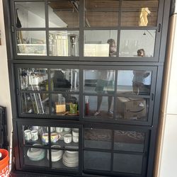BLACK REAL SOLID WOOD CHINA CABINET