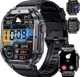( New) K57 Pro Military Smart Watch 1.96” HD Display BT Call Fitness Tracker waterproof