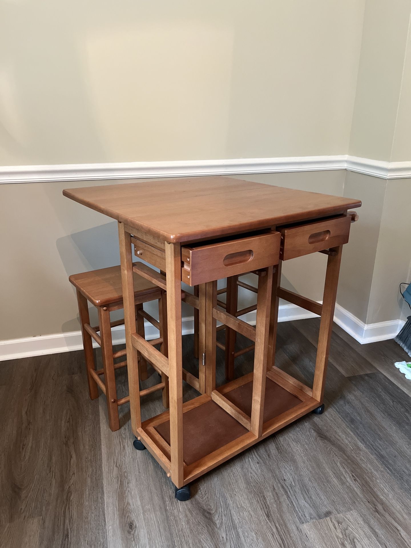 Foldable Kitchen Table With Two Stools