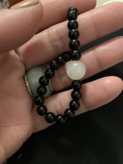 Black Jasper with centered Rose Quartz