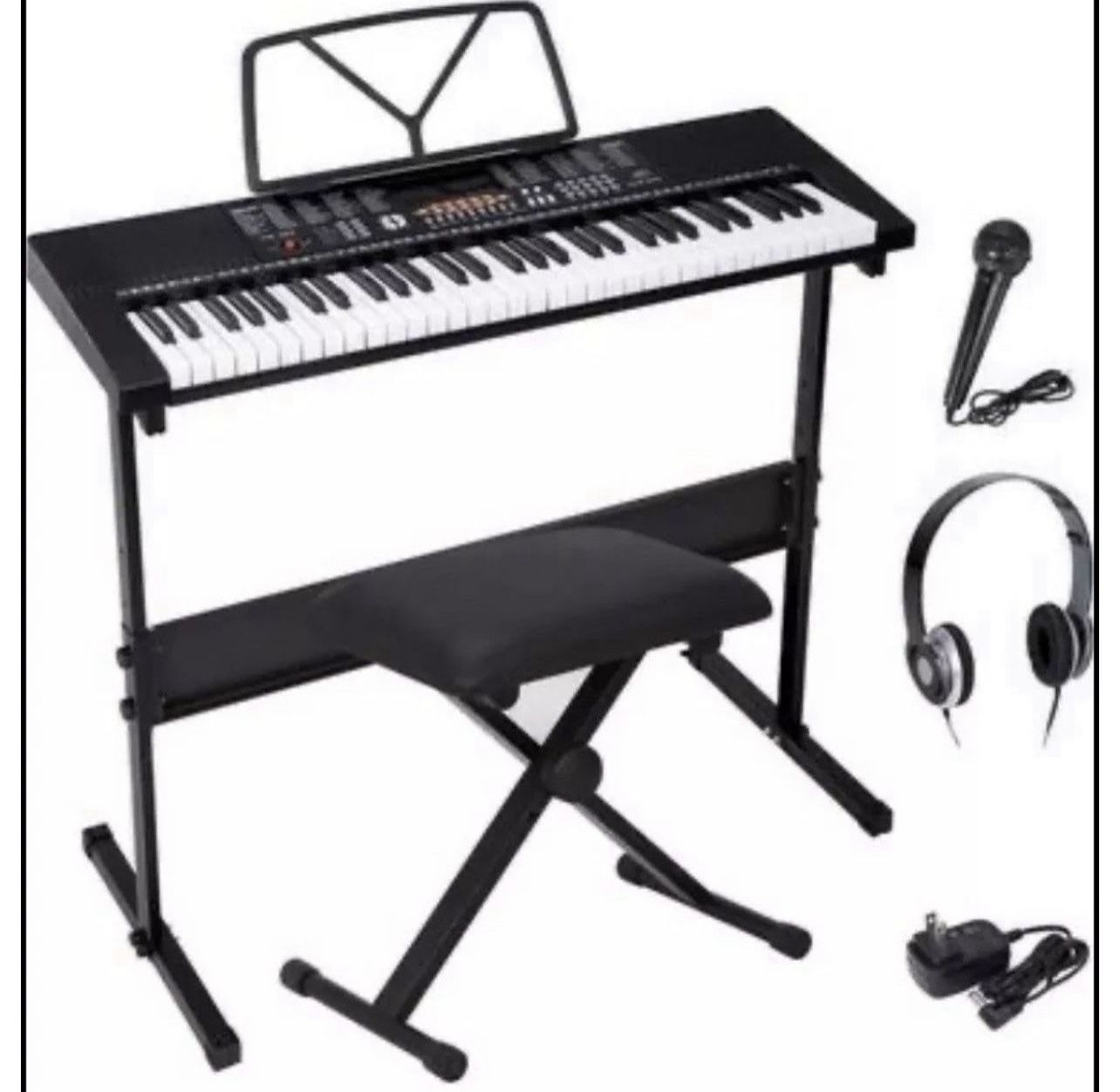 Piano 61 -BLACK withi H-stand 61-Key Portable Electronic Keyboard Piano - Black