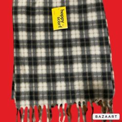 Black and white Plaid Scarf by happy scarf soft