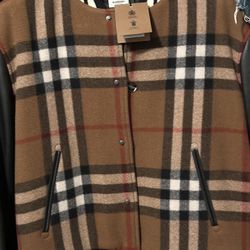 Burberry leather Check Bomber Jacket