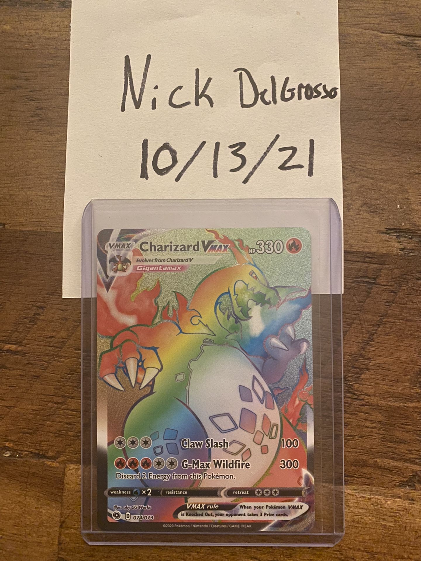 Read Description !!!Pokemon Card Charizard VMAX 074/073 Champions Path Rainbow secret Rare Never Played Pack To Sleeve