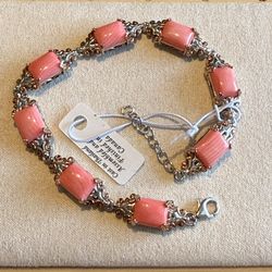 Natural Coral 925 Sterling Silver Bracelet #wedding