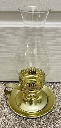 Plated Brass Candle Holder Clear Glass Freestanding Lamp With Handle Home Decoration Accent