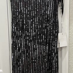 Mac Duggal Black Sequin Long Formal Dress- Size 8