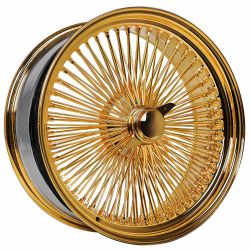 22” Wire Wheel GOLD CENTER Std or Rev 150 Spokes w/2 Bar Gold Swept and Adapter