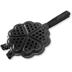 Nordic Ware 01705 Sweetheart Waffler, Cast-Aluminium Pan, Heart Shaped, Mini Waffle Maker, Black Five 3.5 inch cavities