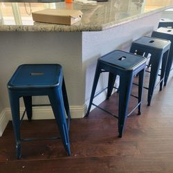 5 High Distressed Blue Counter Stools