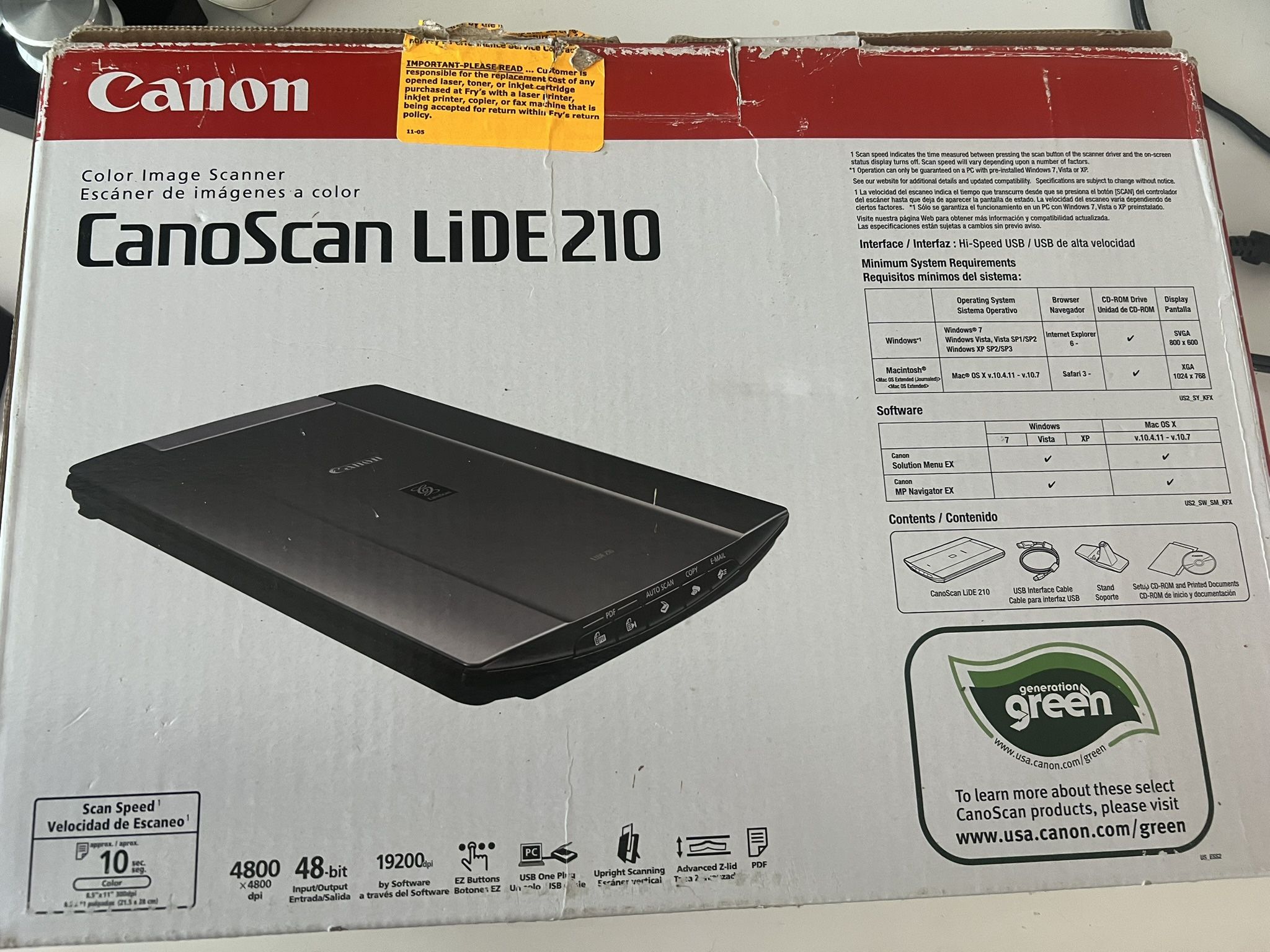 Like new CanoScan LiDE 210 Scanner