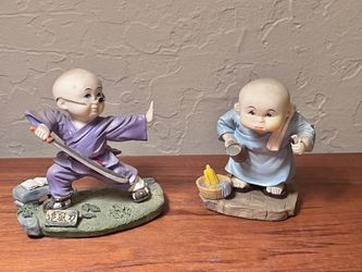 Vintage Chinese Ceramic Clay Monk Statue