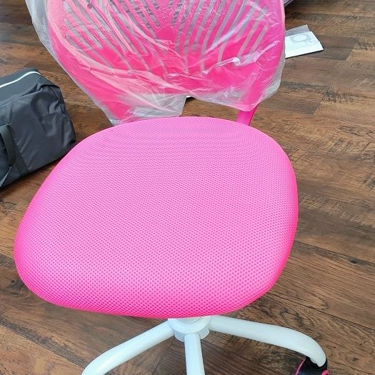 Pink Office Task Adjustable Desk Chair Mid Back Home Children Study Chair
