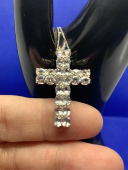 PETALITE, ZIRCON STERLING SILVER CROSS PENDANT