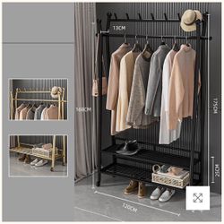 Garment Clothing Rack With Shelves Black 