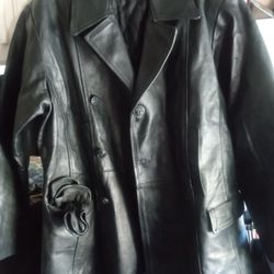 Extra Heavy Duty Double Breast Leather Jacket Including Gloves