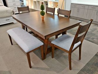6- Pieces wood finish Light gray Dining set