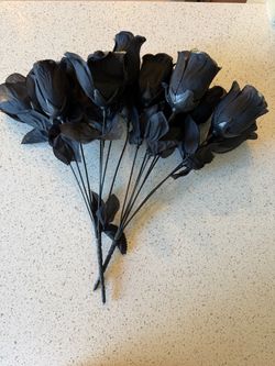 Halloween fabric black flowers
