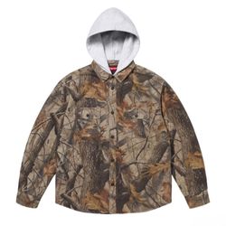 Supreme SS 25 Week 1 Quilted Lined Hooded Flannel Shirt Size L 