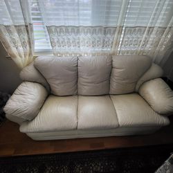 Beautiful Leather Beige Couch