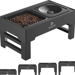 ELS PET Elevated Feeder for Dogs (Smell Steel Black02)