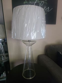 StyleCraft Empire Clear Seeded Seeded Clear Table Lamp - White Shade 31" H