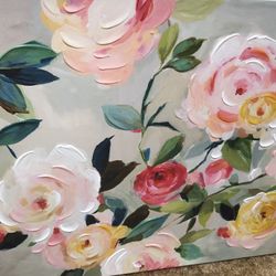Large Roses Painting on Wrapped Canvas
