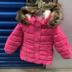 Pink cozy puffer coat kids girls,