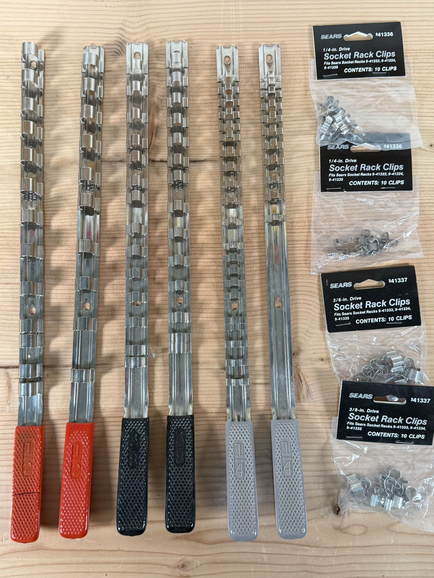 6 Craftsman Socket Rails 1/4, 3/8, 1/2 With Extra Clips, Made In USA ...