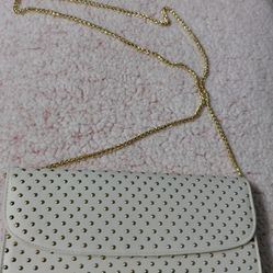 Cash Only Evening Clutch White And Gold