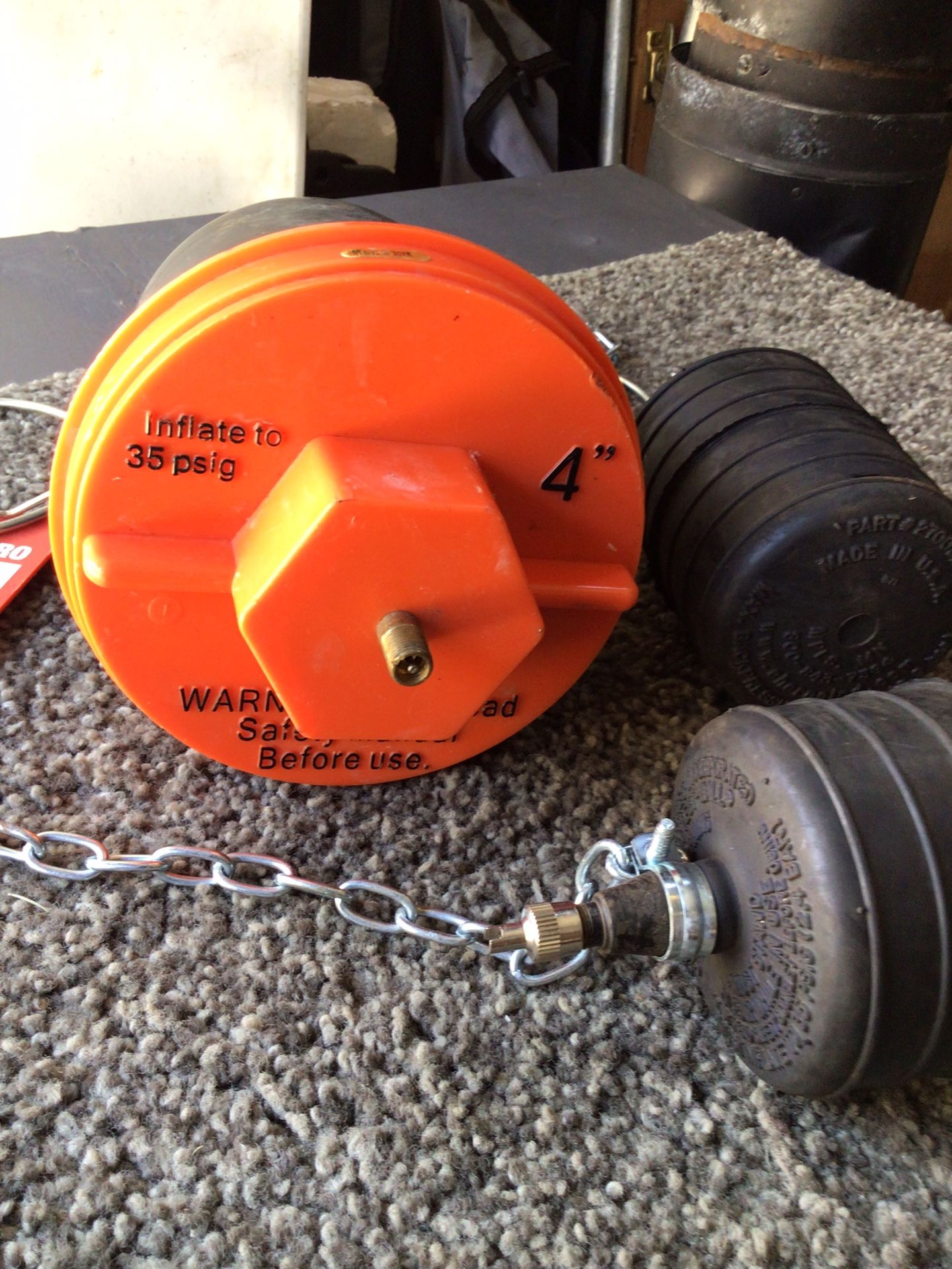 NEW 4" INFLATABLE plumbing pipe leak pressure bulb BALLOON tester tool