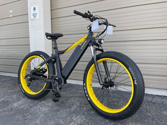VTUVIA SJ26 - 26” 750 Watts Fat Tire Aluminum Electric Bike In Black Yellow