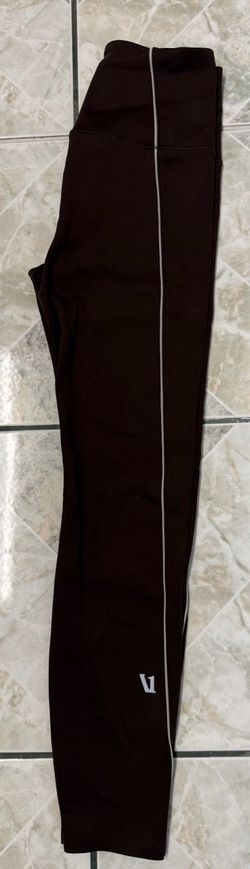 Vuori Brown Athletic Leggings with Side Stripe