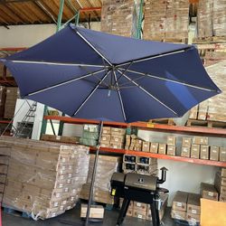 10 ft Offset Patio Umbrella with Solar Lights, Large Cantilever Outdoor Umbrellas