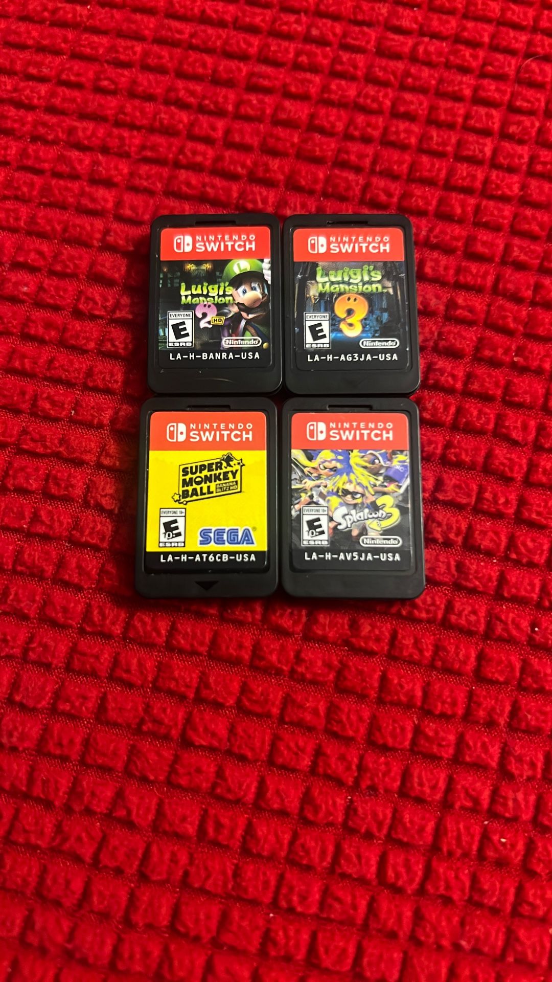 Nintendo Switch Games. Luigi’s Mansion 2 And 3. Super Monkey Ball. Splatoon 3