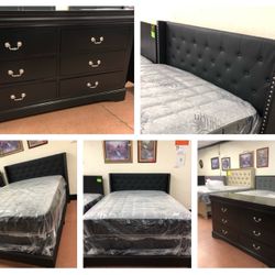 New Queen Size Bed And 6 Drawers Dresser 