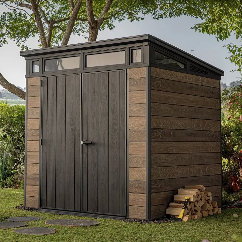 Keter DecoCoat 7x7 Premium Modern Outdoor Storage Shed NEW