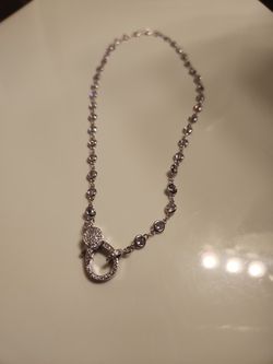 Sterling Silver Becklace With Diamond Beads