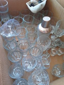Bunch of bar glasses and other drink making stuff