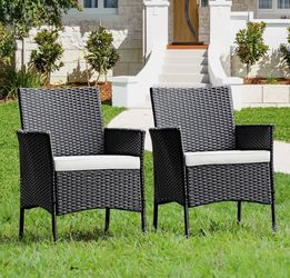 Set of two patio outdoor chairs with cushions (new in box)
