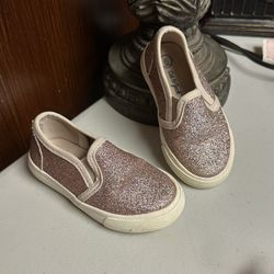 Cat & Jack pink glitter slip-on sneakers toddler girls 6